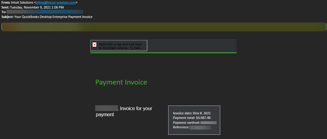 PHISHING EMAIL: Your QuickBooks Desktop Enterprise Payment Invoice PHISHING EMAIL: Your QuickBooks Desktop Enterprise Payment Invoice